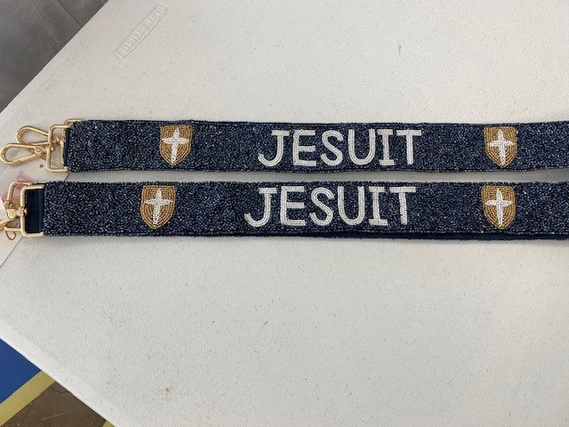 Game Day Skinny Beaded Purse Straps in White & Navy