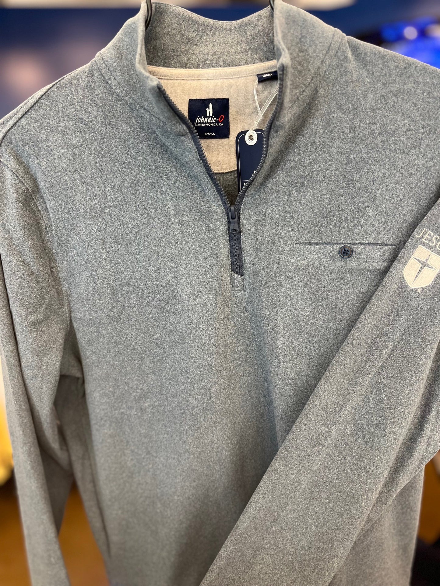 Johnnie-O Castro Quarter Zip Pullover in Sport Navy