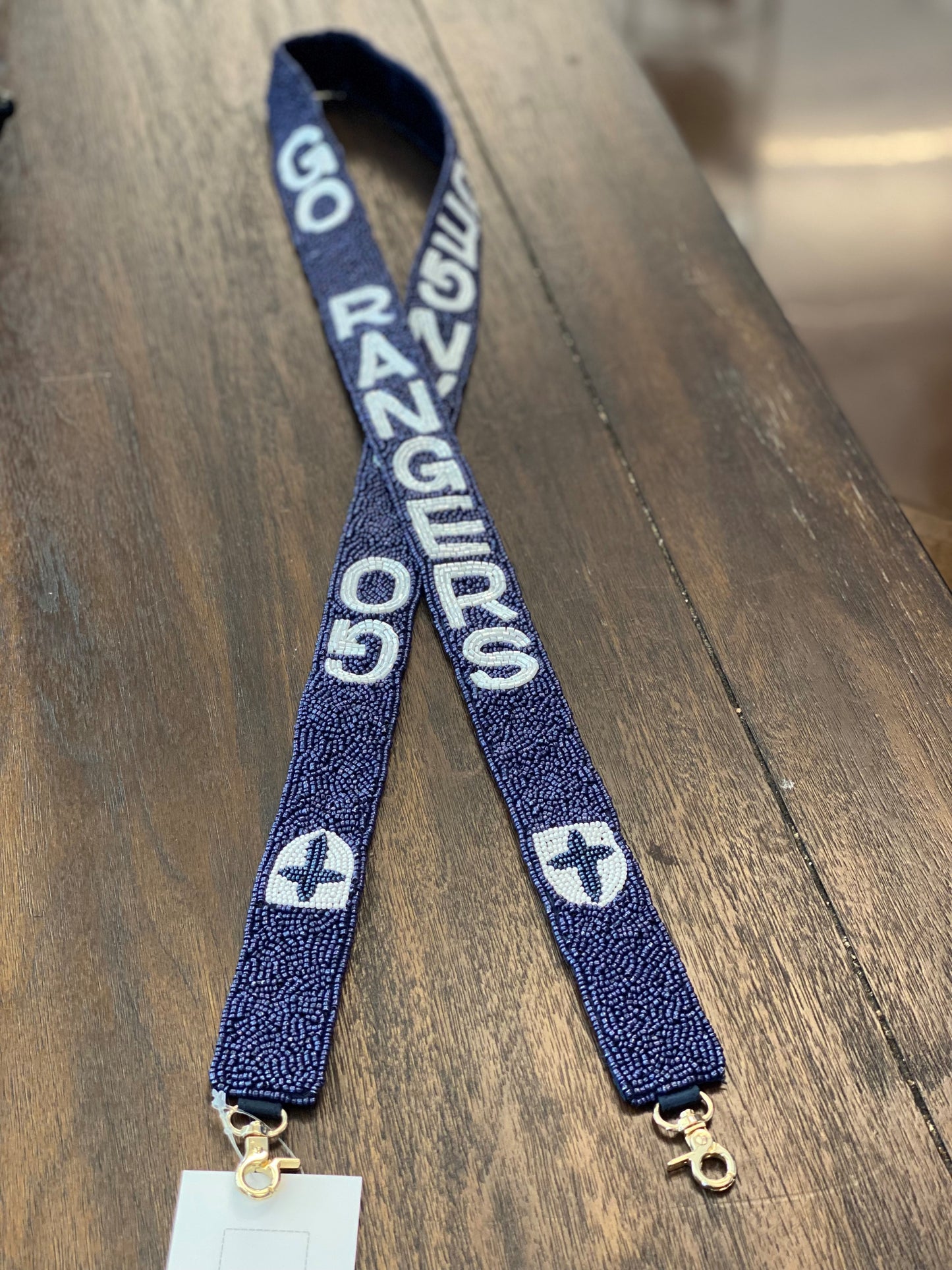 Game Day Skinny Beaded Purse Straps in White & Navy