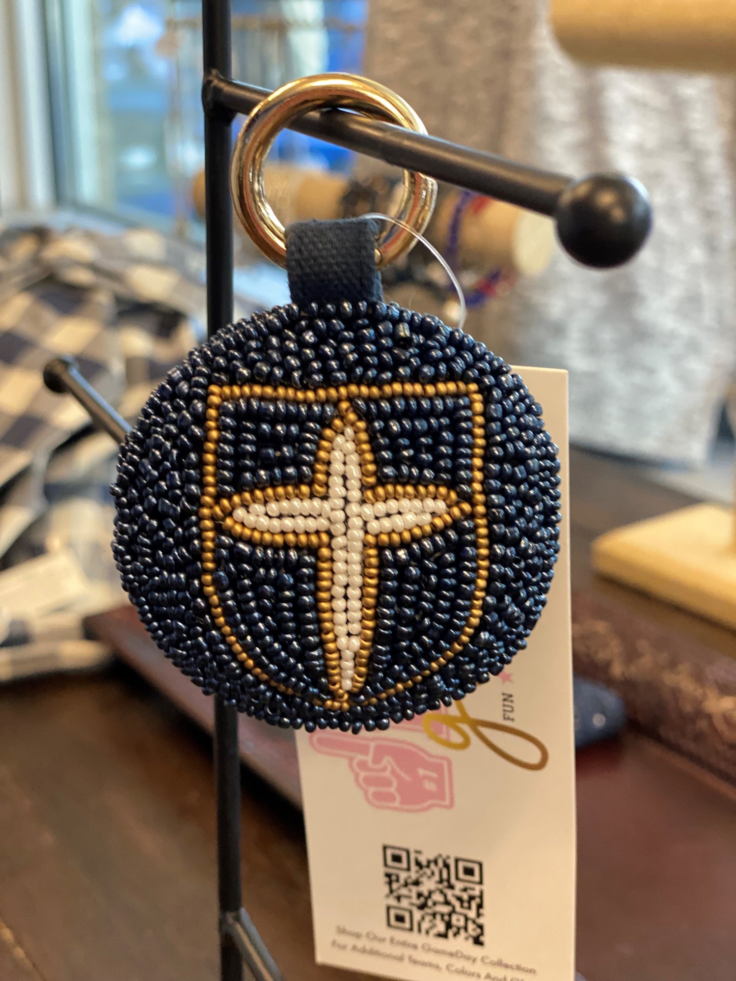 Beaded Shield Key Ring