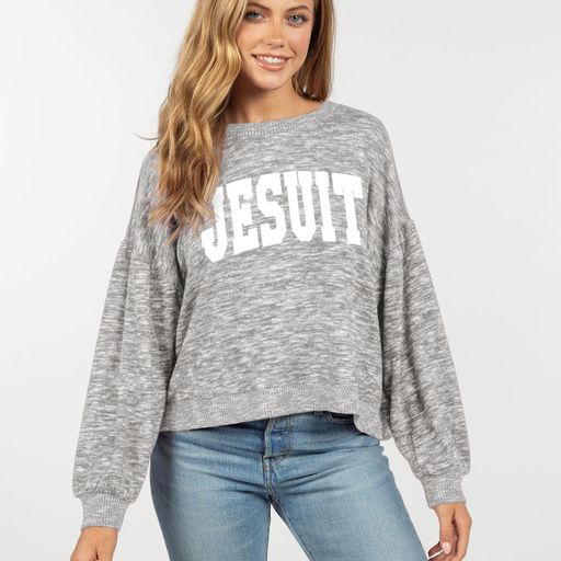 Puff Sleeve Top Heather Grey