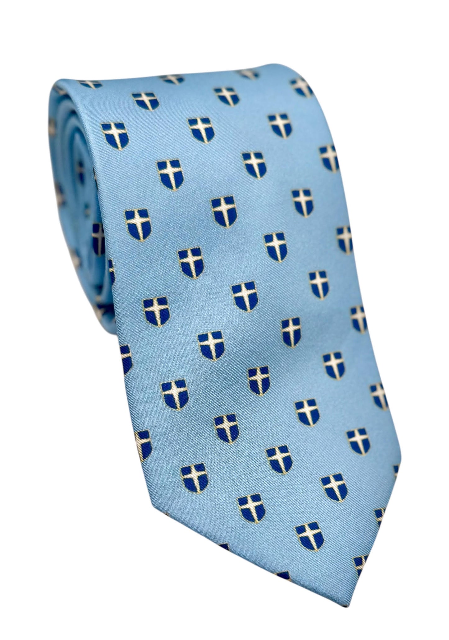 Jesuit Shield Light Blue Silk Tie