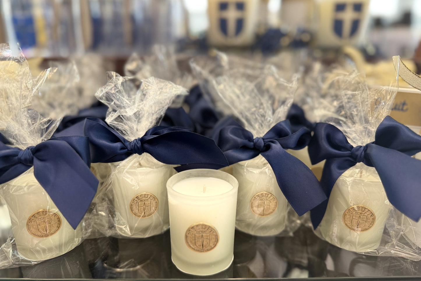 Votive Candle w/Jesuit Shield Coin