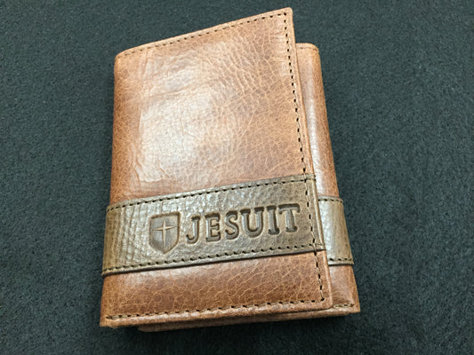 Leather two-tone tri-fold wallet
